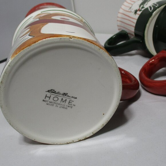 Eddie Bauer Home Large Coffee Mug Cups Set of 4 Dog Cat Bear Sheep Animals - Picture 7 of 7